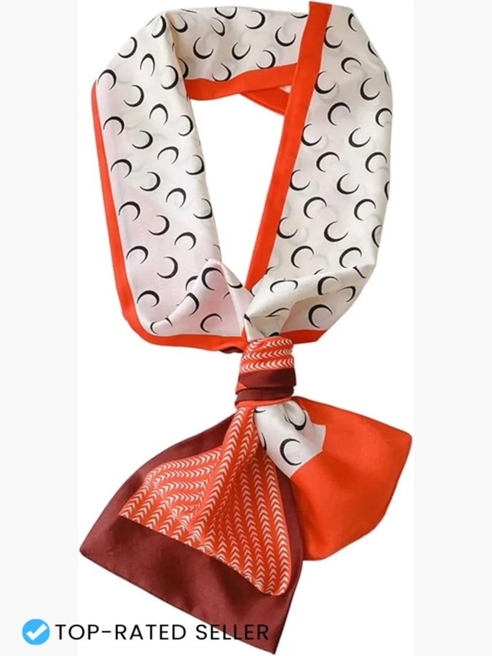 Satin Square Neck Scarf Long Silk Like Fashion Scarf for Bag Hair Neck Wear